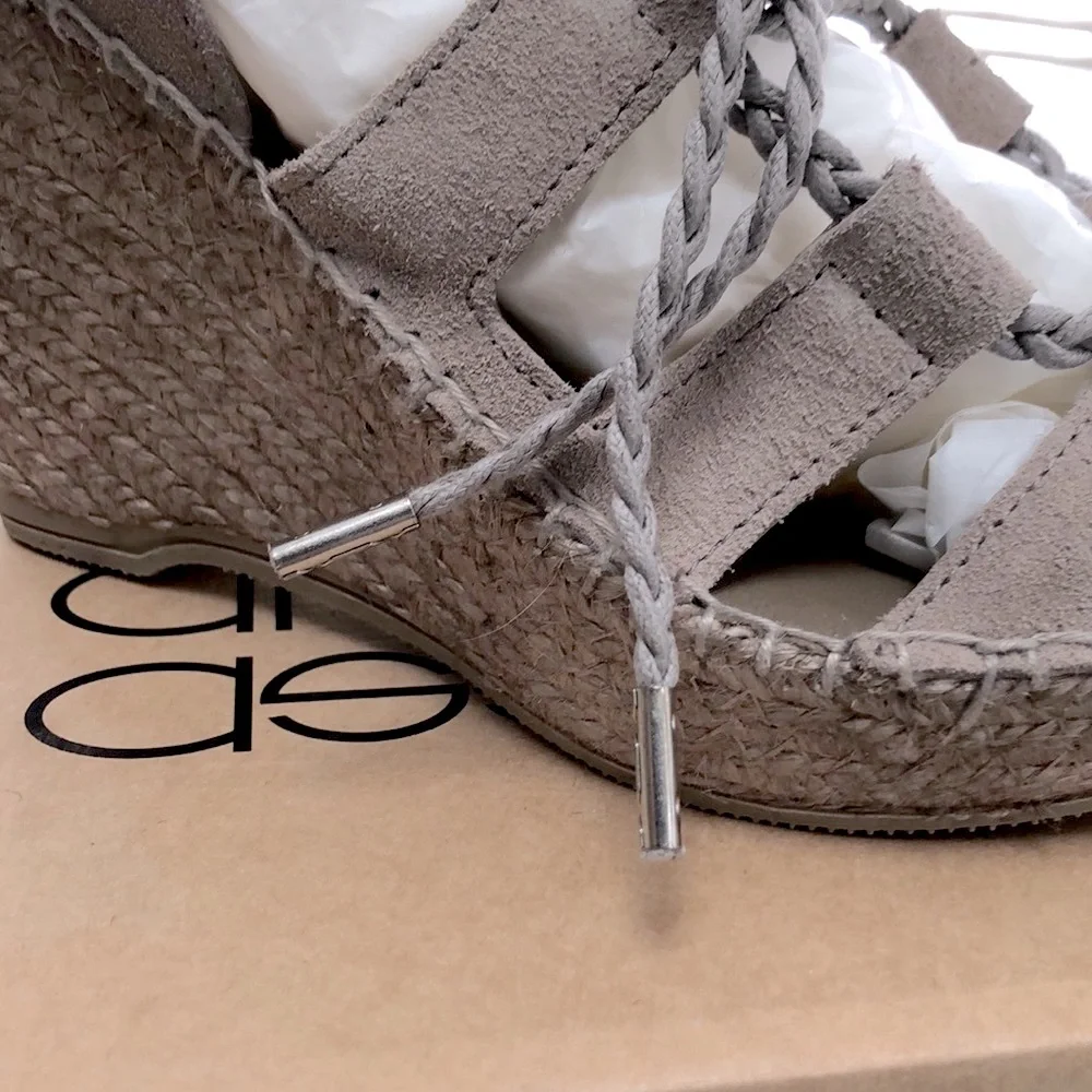 Andre Assous Taupe Suede  Gladiator Espadrilles 7N